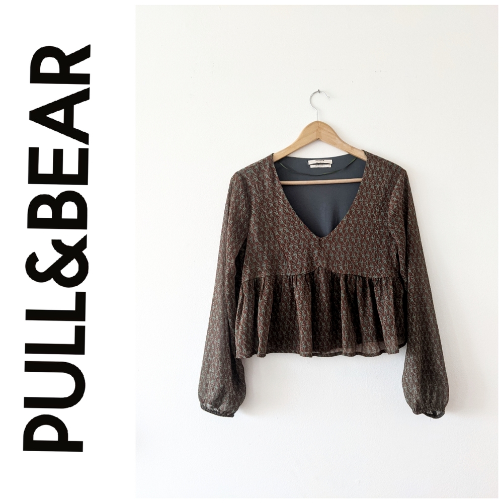 PULL&BEAR 🐻 mesh long sleeve blouse size small